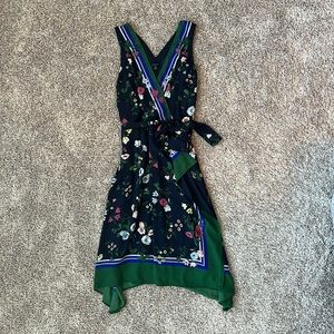 Ann Taylor Petite Faux Navy Floral Wrap Dress